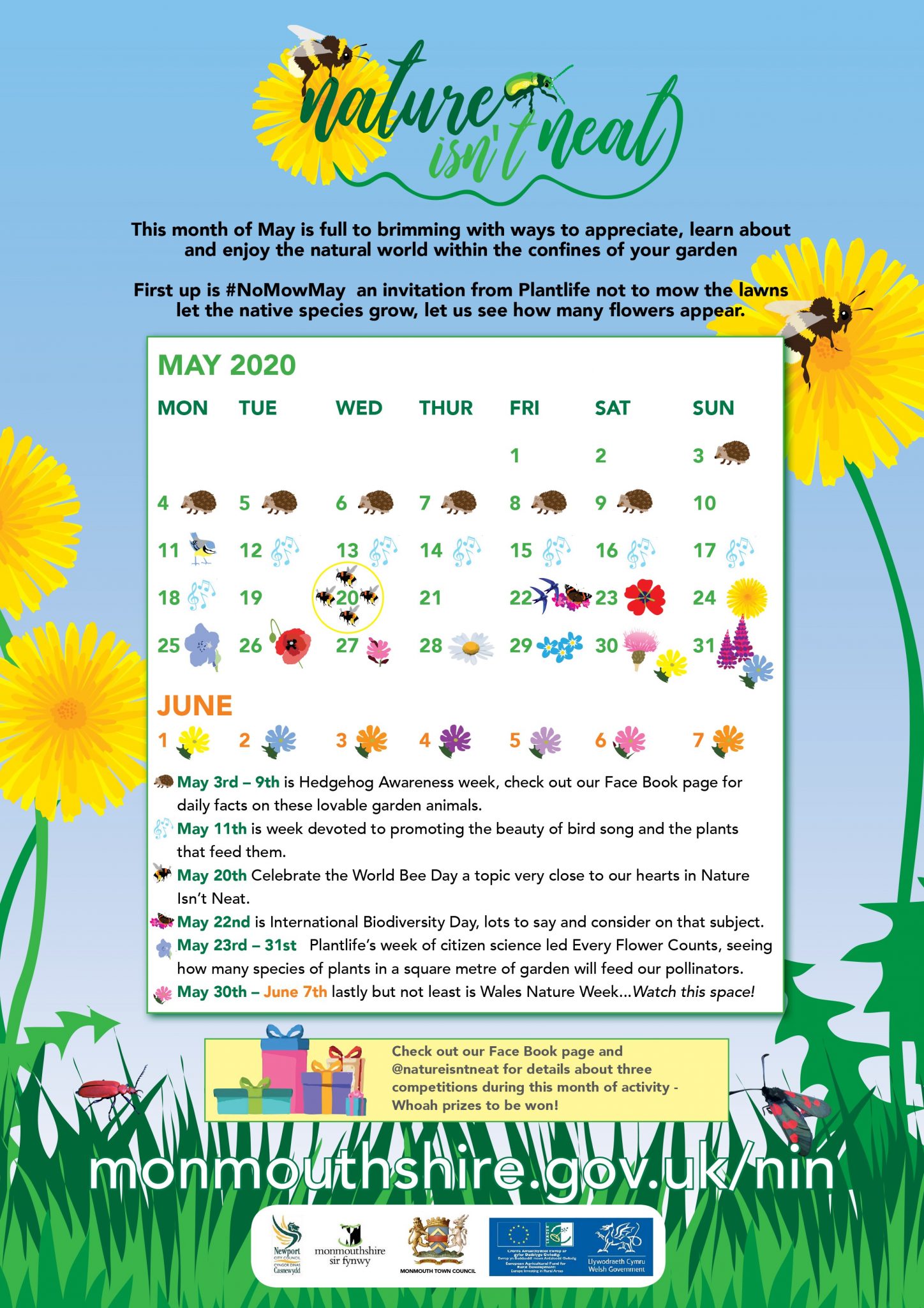 May Calendar events poster Eng Monmouthshire