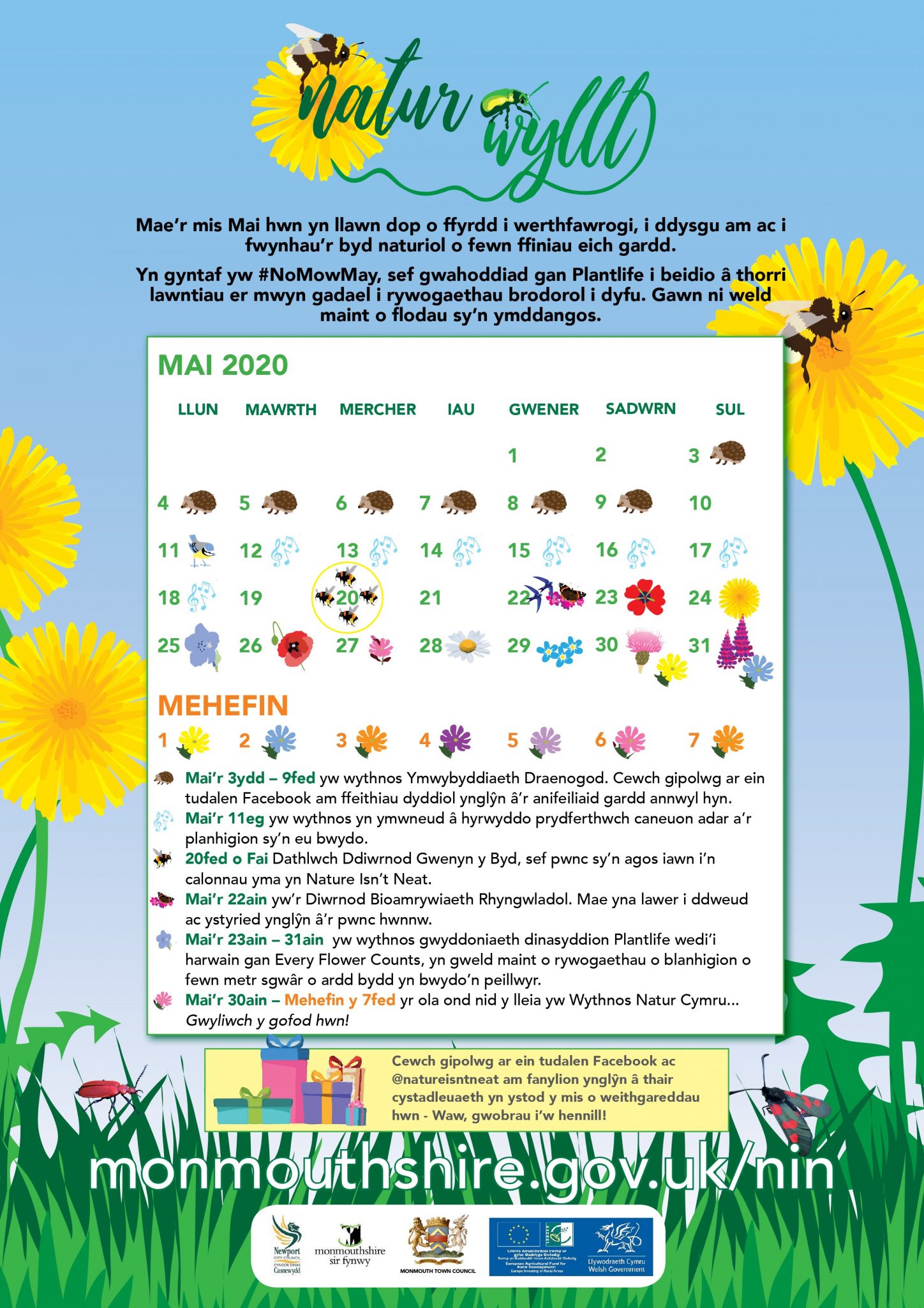 May calendar events poster Cym Monmouthshire