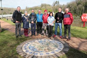 Photo of National Poet Ifor ap Glyn, Chepstow Town Mayor Margaret Griffiths, Jont Bulbeck (Outdoor Access & Recreation Team Leader of Natural Resources Wales), Simon Pickering (Head of Designated Landscapes and Countryside Access, Welsh Government), Tricia Cottnam (Wales Coast Path Officer), naturalist Iolo Williams and MCC Deputy Leader Cllr. Paul Griffiths