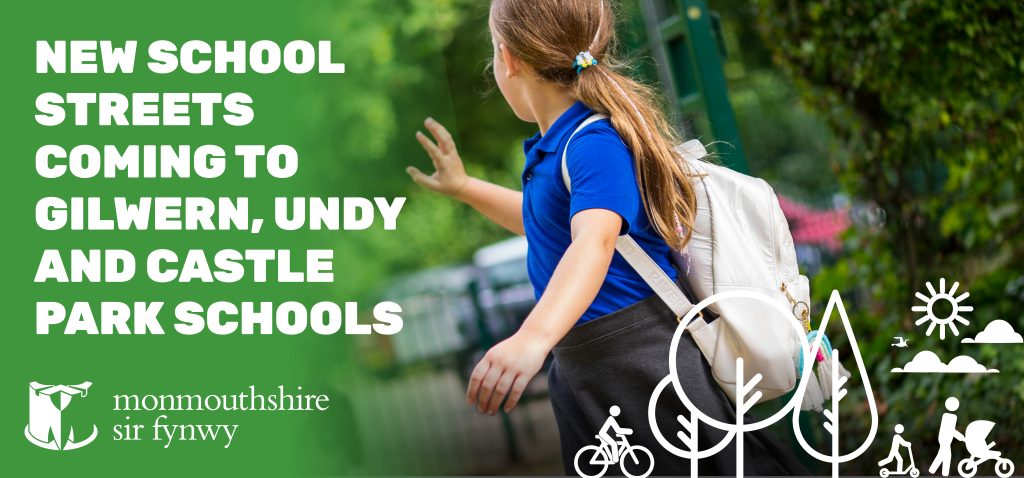 New school streets coming to Gilwern, Undy and Castle Park Schools

Image of girl waving at school gates